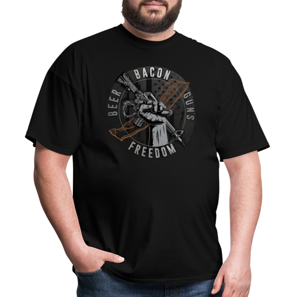 Beer Bacon Guns T-Shirt - black