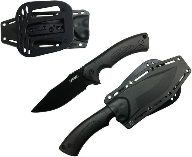 9" Full Tang Tactical Knife with ABS Plastic Sheath (Black Tactical)