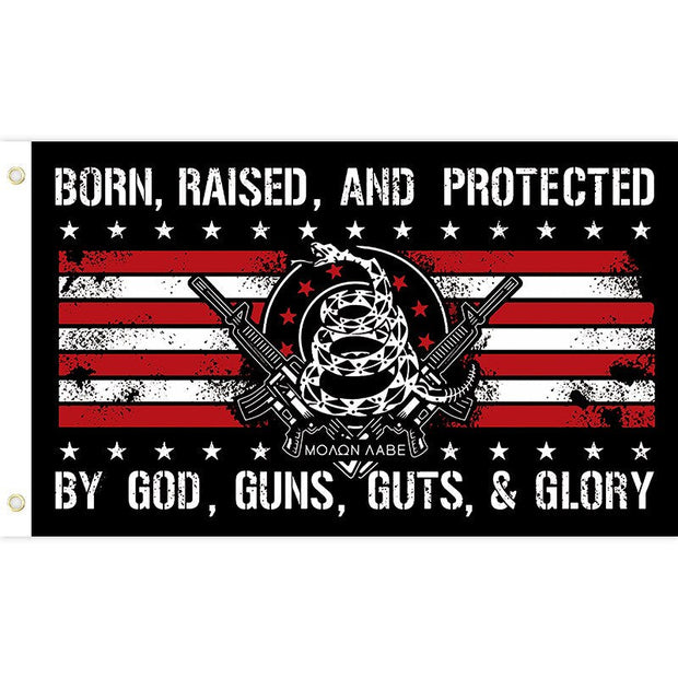 God, guns, guts & glory' flag