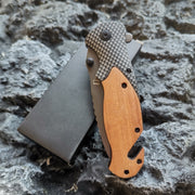 Wood Handle Ball Bearing Flippers Folding Knife