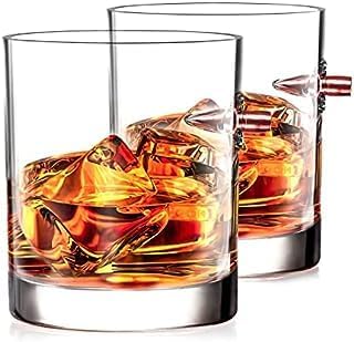 Christmas Gifts for Men, Set of 2 Whiskey Glasses with .308 Bullet, Old Fashioned Whiskey Glass Set Gift Idea for Men, Vodka, Scotch, Bourbon - 10 Oz