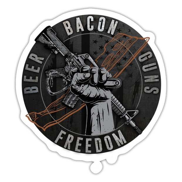 Beer Bacon Guns Sticker - white matte